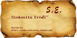Sinkovits Ernő névjegykártya