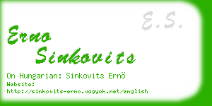 erno sinkovits business card