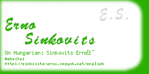 erno sinkovits business card